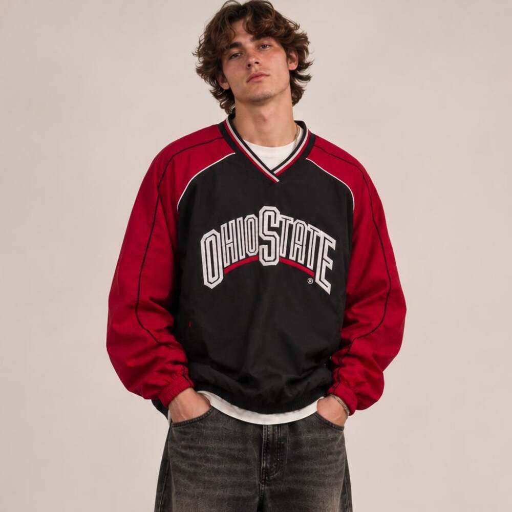 Vintage 90s Y2K Ohio State Buckeyes Windbreaker XXL Pullover V-Neck G-III Sport